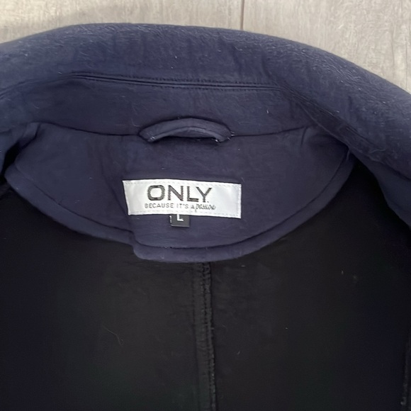 Moto Biker Jacket Pockets 100% Cotton Navy, Size L - Picture 9 of 11